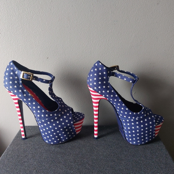 Alba American Flag Stiletto heels Size 6.5 - Picture 3 of 9